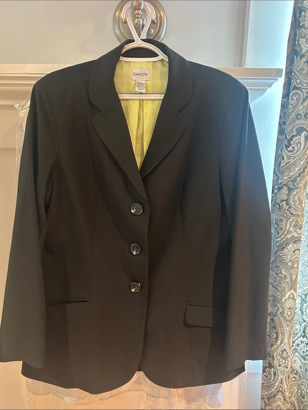 Chico's Black Blazer with Lime Green Lining